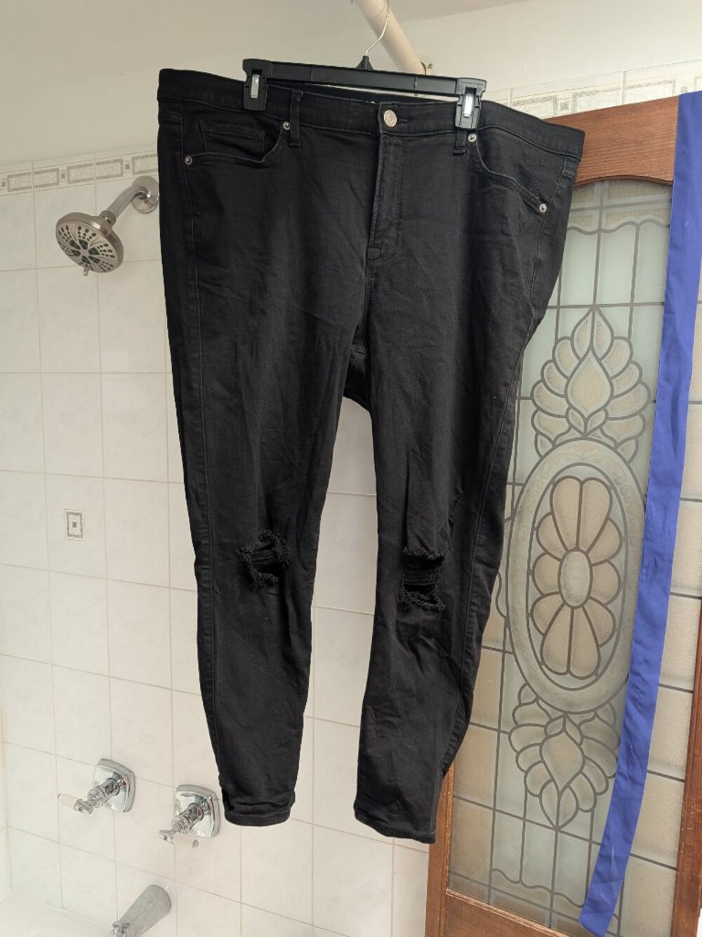 Torrid Sky High Skinny Premium Stretch Distressed Black Jeans Size 20 Short